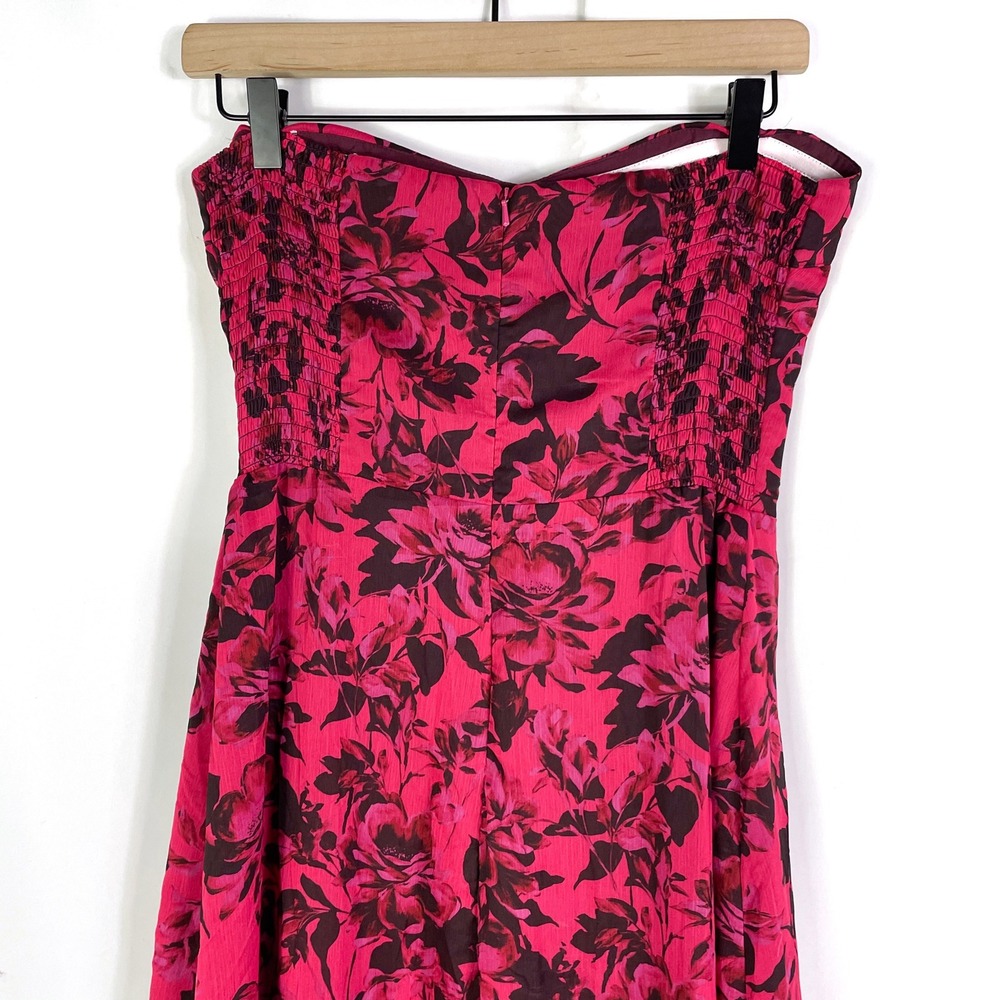 Amanda Uprichard Eden Gown Strapless Maxi Dress Floral Ruffle Pink Black Sz M - Picture 15 of 16